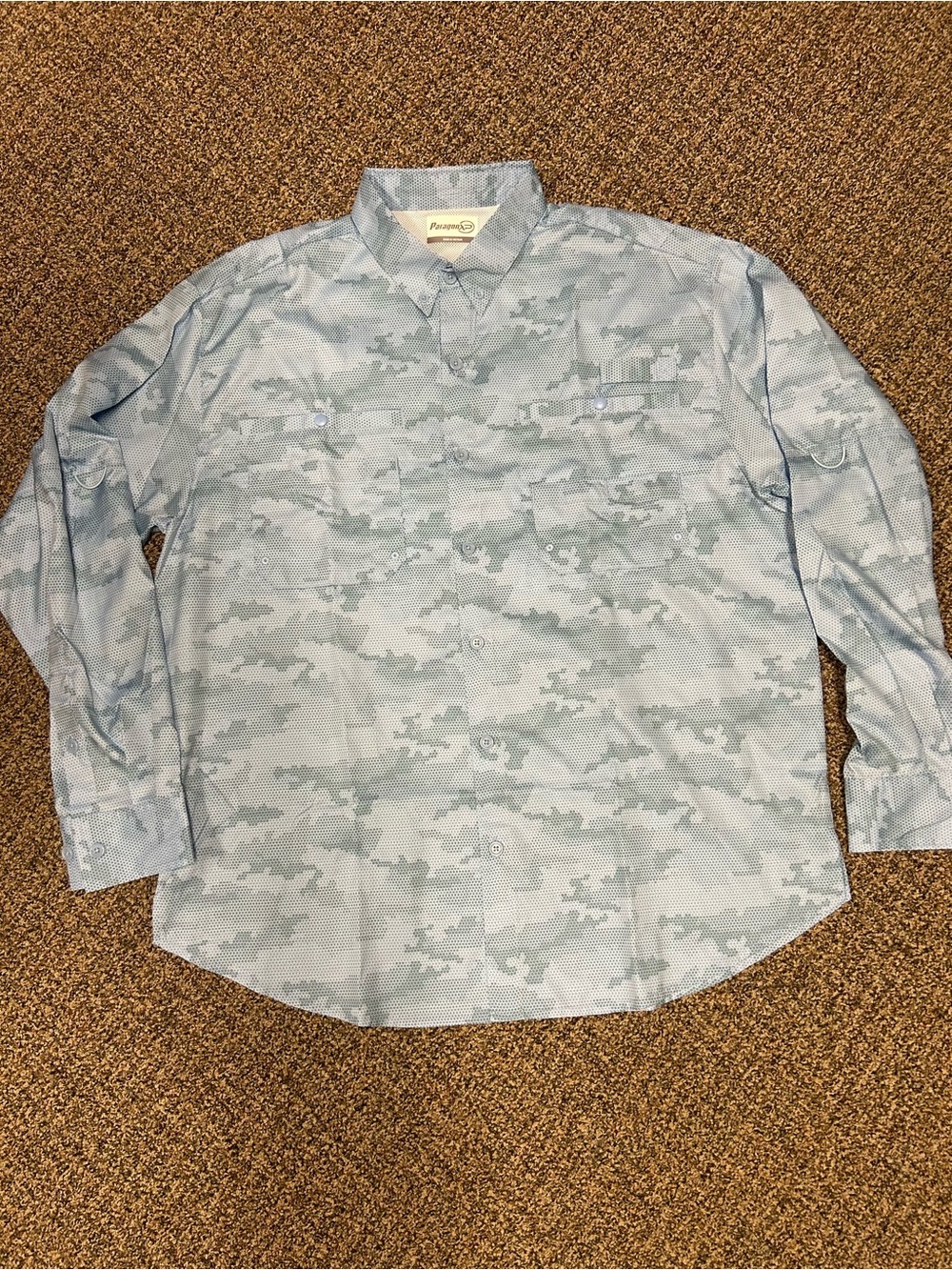 Paragon fishing  Long-Sleeve Button-Up Shirt - Light Blue Camo